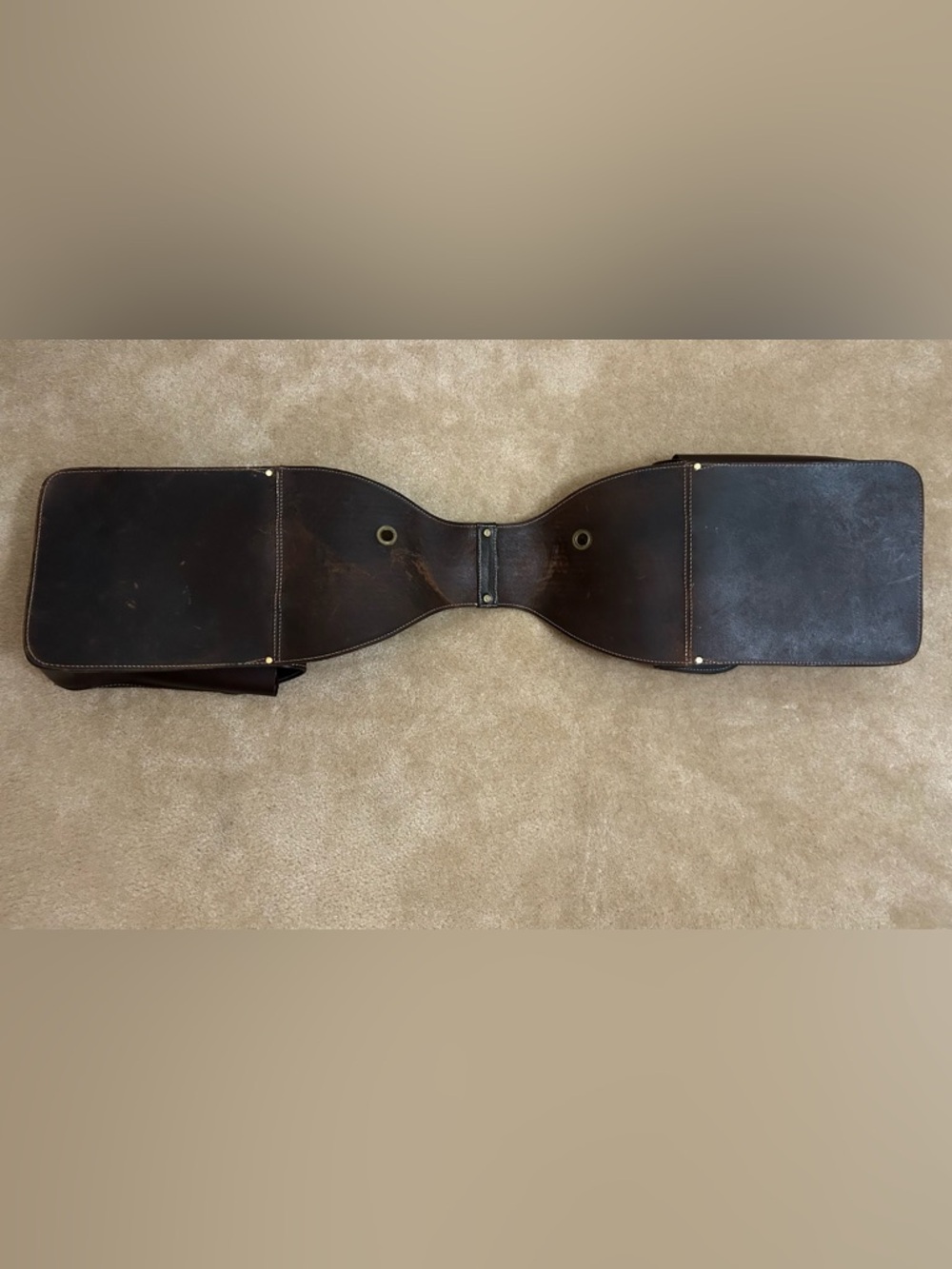Leather Saddle Bags with Star Design & Gold Hardware 43” Long - Picture 6 of 6